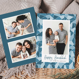 Blå glaset Lycklig Hanukkah 3 Photo Julkort