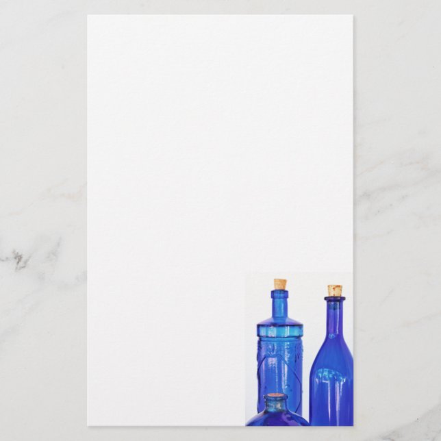 Blå Glasflaskor Brevpapper (Framsida)