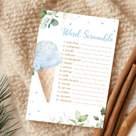 Blå Glass Strössel Baby Shower Ordkryss Spel