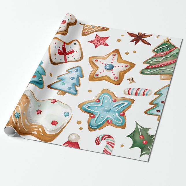 Blå Glasyr Julgodis Presentpapper (Utrullad)