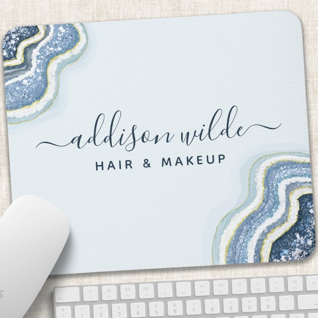 Blå Glitter Agat Geod Lyx Chic Musmatta (Skapare uppladdad)