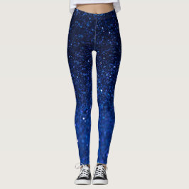 Blå Glitter-effekt Könsbenägenhet Leggings