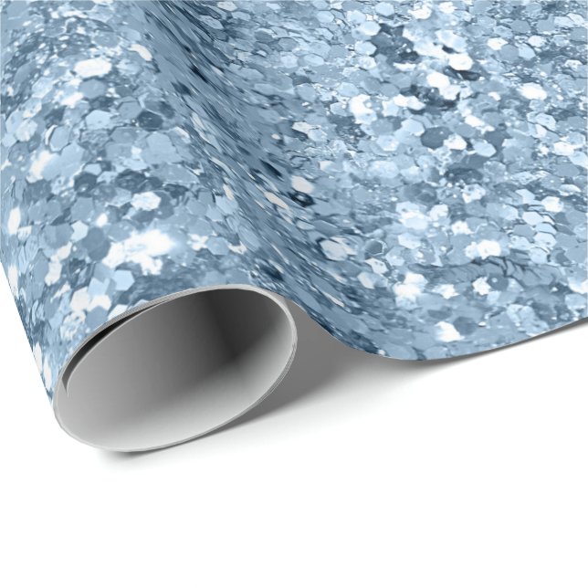Blå Glitter Glam Bling Trend Stilfull Present till Presentpapper (Rullad Hörn)