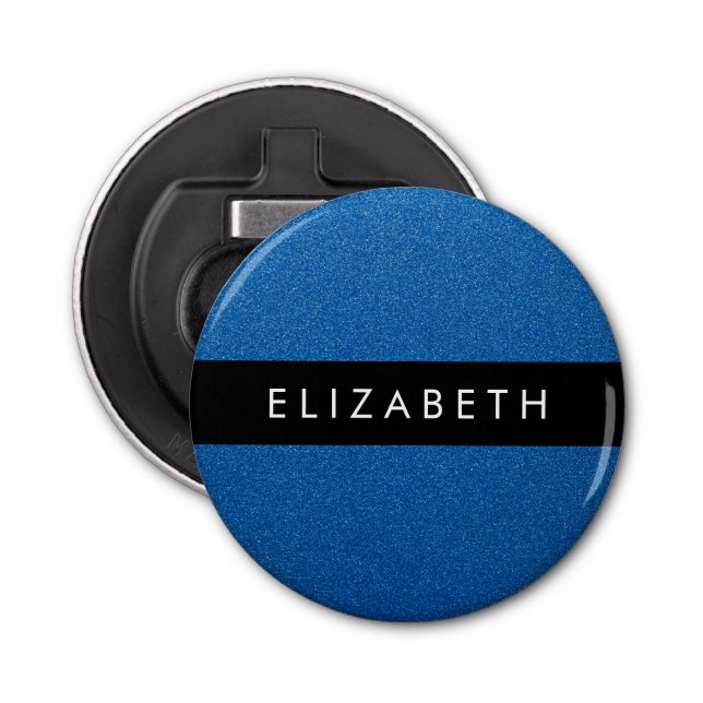 Blå Glitter, Glitter, bakgrund, ditt namn Flasköppnare (Framsidan)