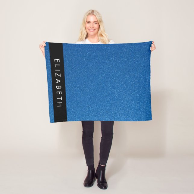 Blå Glitter, Glitter, bakgrund, ditt namn Fleecefilt (På plats)