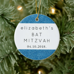 Blå Glitter, Glitter, Bat mitzvah Julgransprydnad Keramik