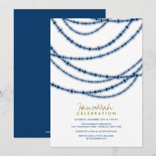 Blå Glitter Hanukkah Firande Holidayfest Inbjudningar