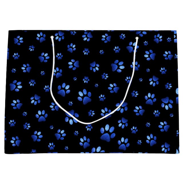 Blå glitter hundfotsmönster  (Framsidan)