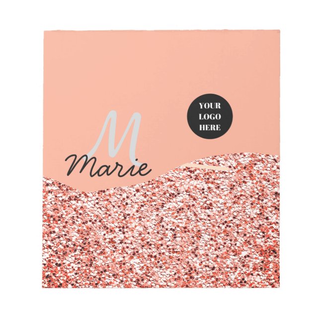 blå glitter Lägg logotyp text tack rabatt  Anteckningsblock (Framsida)