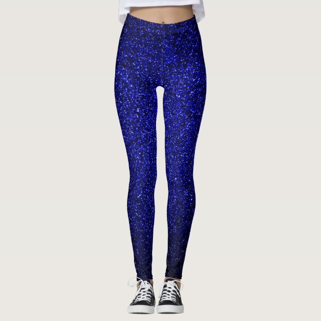 Blå Glitter Leggings (Framsida)