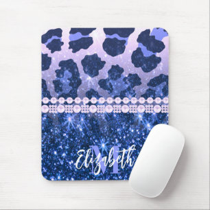 Blå Glitter Leopard Skriv ut Musmatta