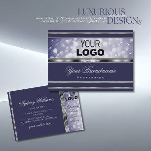 Blå Glitter Luminösa stjärnor Logotyp Silver Gr Visitkort
