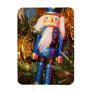 Blå Glitter Nutcracker-soldat, julmas ornament Magnet
