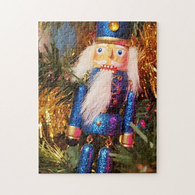 Blå Glitter Nutcracker-soldat, julmas ornament Pussel (Vertikal)