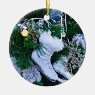 Blå Glitter och Päls isfär på Julgran Julgransprydnad Keramik