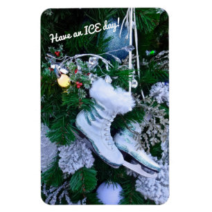 Blå Glitter och Päls isfär på Julgran Magnet