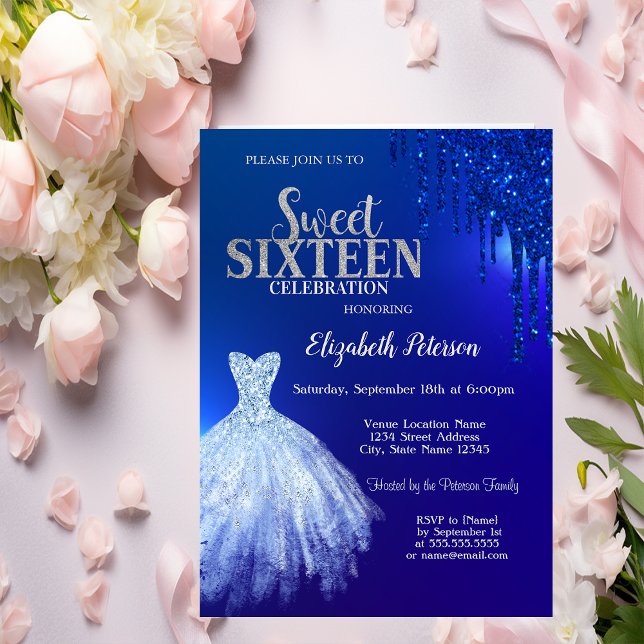 Blå Glitter-påfyllnad i flottan,Blåblint sötningsm Inbjudningar (Skapare uppladdad)