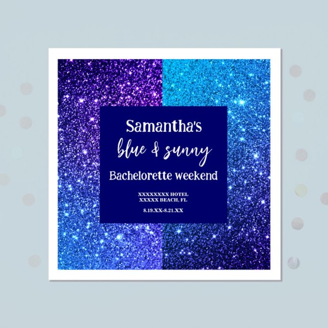 Blå Glitter Sällskapsfest för Bruden  Pappersservett (Skapare uppladdad)