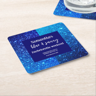 Blå Glitter Sängvätning Flicka Fester Underlägg Papper Kvadrat