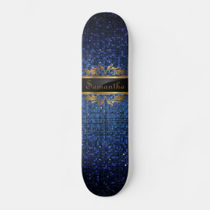 Blå Glitter Sequin Disco Glitz Comp Skateboard
