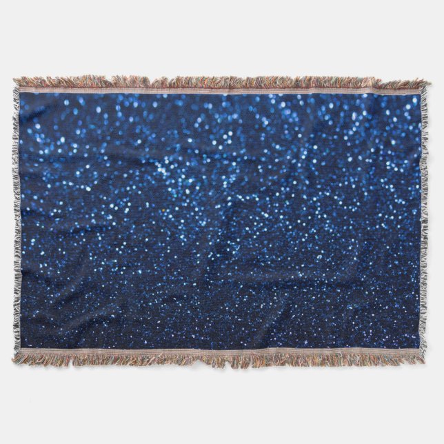 Blå Glitter Struktur Festive Gnistra Filt (Framsidan)