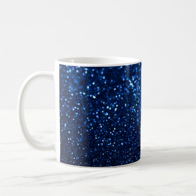 Blå Glitter Struktur Festive Gnistra Kaffemugg (Vänster)