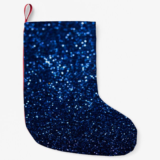 Blå Glitter Struktur Festive Gnistra Liten Julstrumpa (Framsidan)
