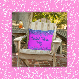 Blå Glitter & text på Rosa - Endast färgade bilder Kudde