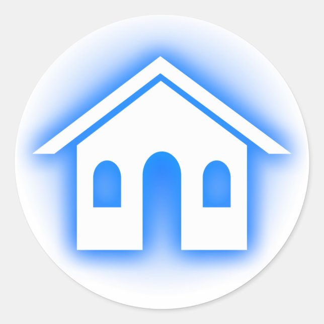 Blå glöd hem runt klistermärke (Framsida)