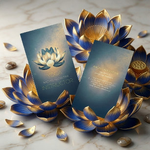 Blå Glödande Lotus och OM Symbol Yogalärare Visitkort