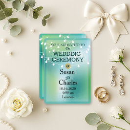 Blå glödsljus Bröllop i Grönt Inbjudningar