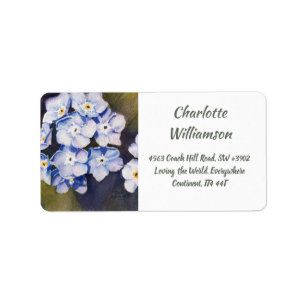 Blå glöm-jag-inte Blommor i vattenfärgen Adress Adressetikett