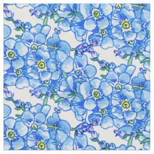 Blå glömmer-mig-nots-blommönster tyg