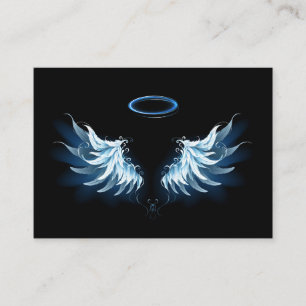 Blå glowing Angel Vingar på svart bakgrund