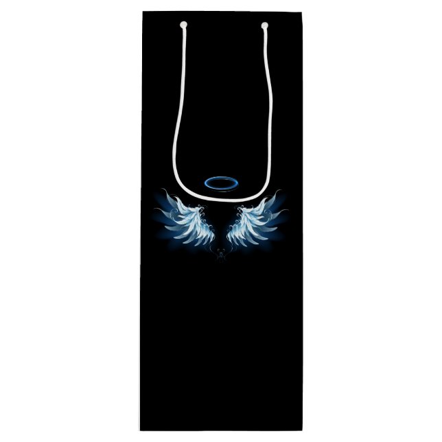 Blå glowing Angel Vingar på svart bakgrund (Framsidan)