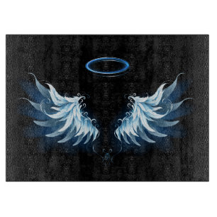 Blå glowing Angel Vingar på svart bakgrund