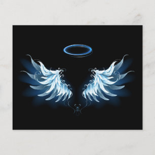 Blå glowing Angel Vingar på svart bakgrund