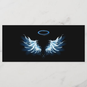 Blå glowing Angel Vingar på svart bakgrund Meny