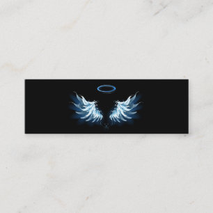 Blå glowing Angel Vingar på svart bakgrund Mini Visitkort
