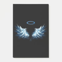 Blå glowing Angel Vingar på svart bakgrund