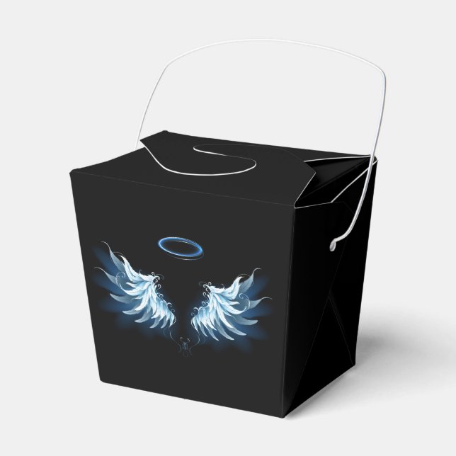 Blå glowing Angel Vingar på svart bakgrund Presentaskar (Framsidan Sidan)