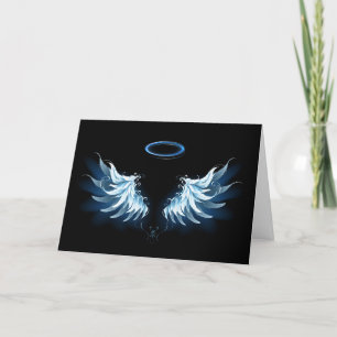 Blå glowing Angel Vingar på svart bakgrund Program