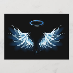 Blå glowing Angel Vingar på svart bakgrund Program