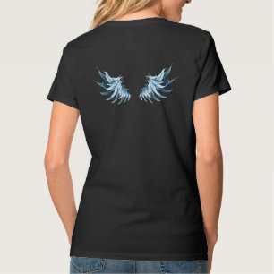 Blå glowing Angel Vingar på svart bakgrund T Shirt