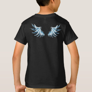Blå glowing Angel Vingar på svart bakgrund T Shirt