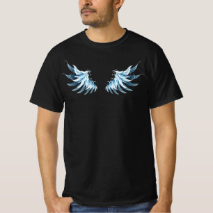 Blå glowing Angel Vingar på svart bakgrund T Shirt