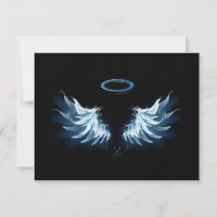 Blå glowing Angel Vingar på svart bakgrund
