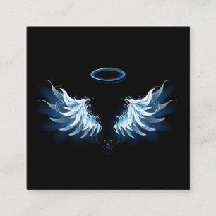 Blå glowing Angel Vingar på svart bakgrund Tilläggskort