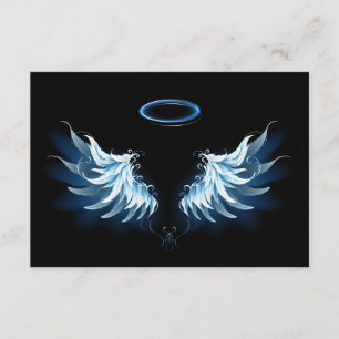 Blå glowing Angel Vingar på svart bakgrund Tilläggskort