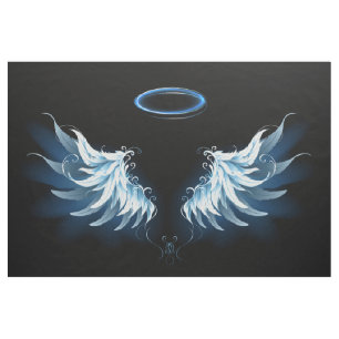 Blå glowing Angel Vingar på svart bakgrund Tyg